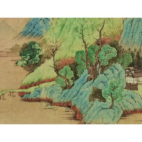 古代名画复制制钱选山居图国画青绿山水山水画国画