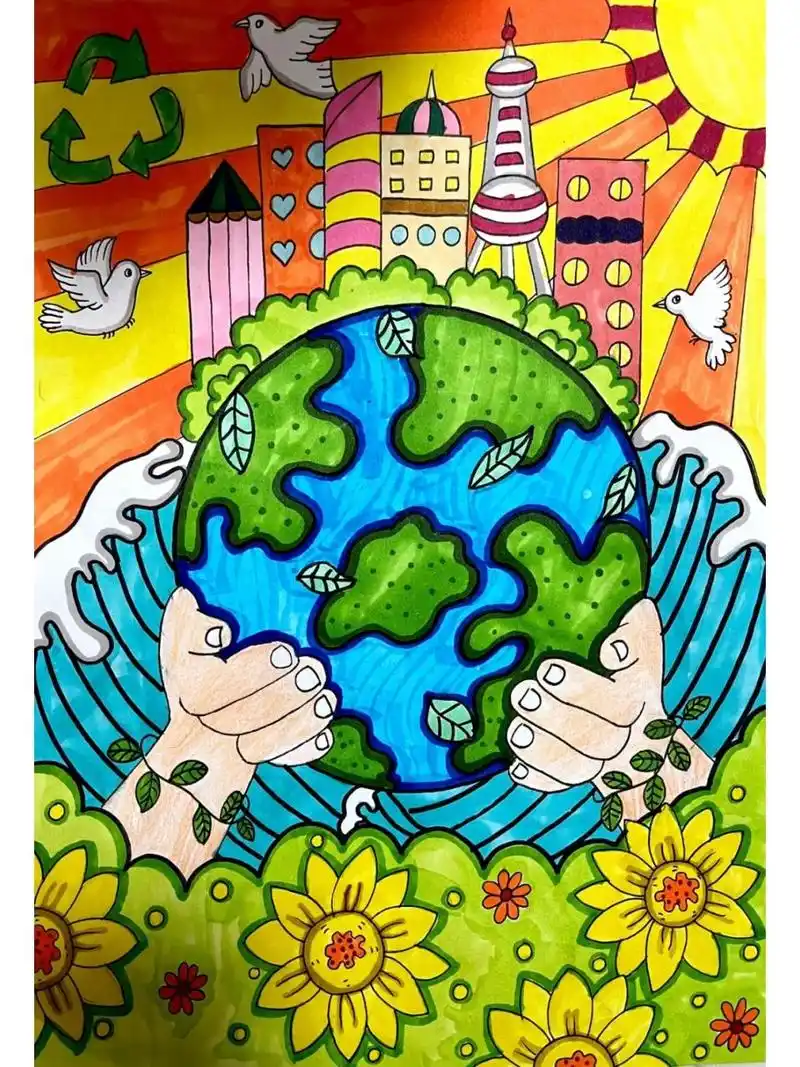 同一个地球同一个家园(环保主题绘画)