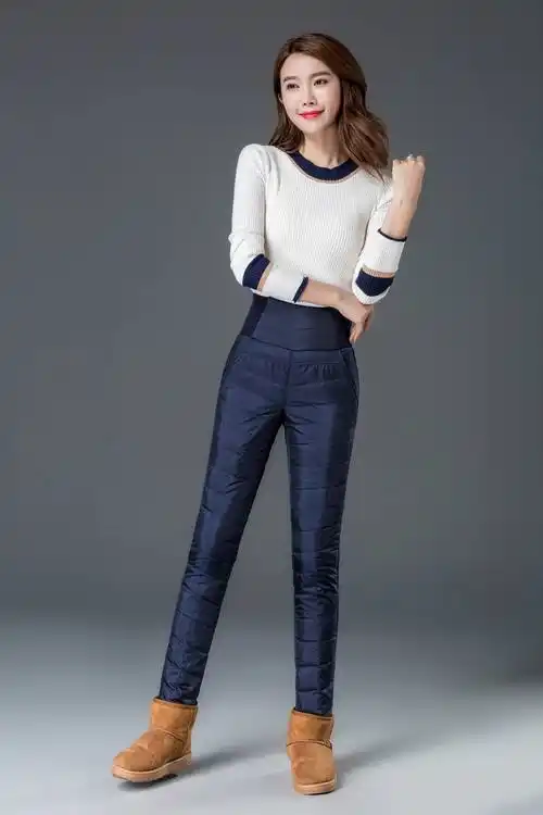 雪中飞羽绒裤女冬户外穿同款加厚弹力大码显瘦白鸭绒中老年妈妈保暖小