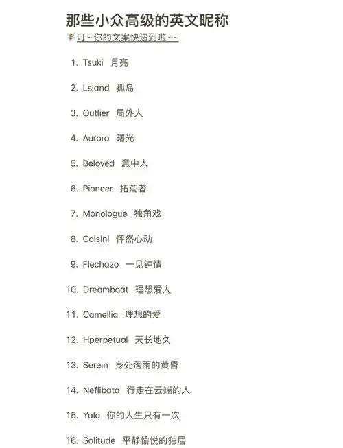 💫高级小众英文昵称大揭秘✨