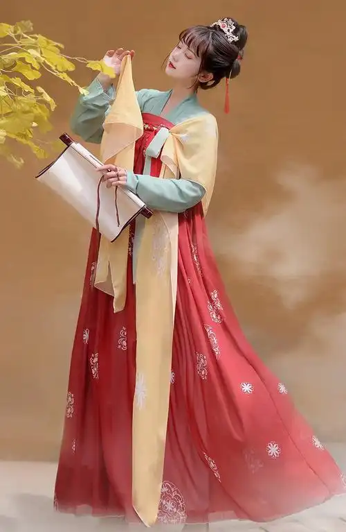 长安行古装汉服女中国风齐胸襦裙唐制超仙对襟印花古装仙气飘逸