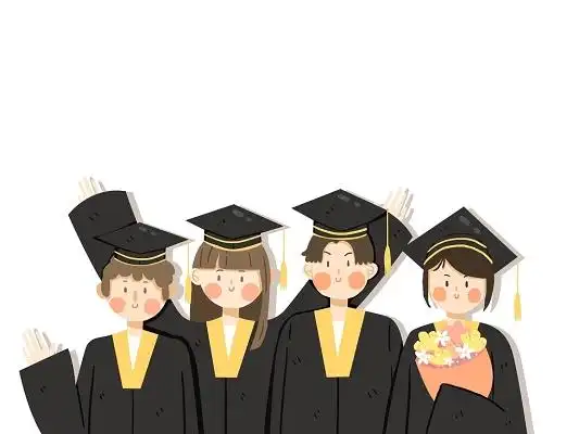 手绘毕业季毕业元素女生毕业生合影png素材