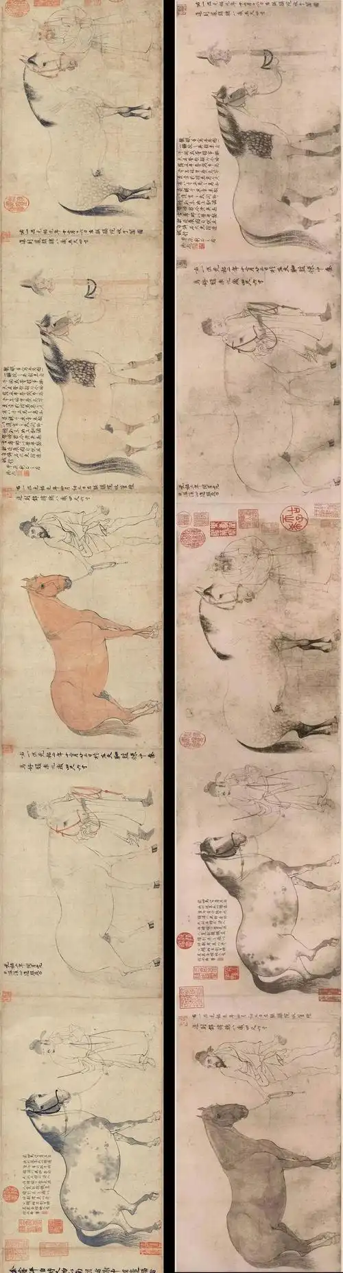 《五马图》真迹消失后,人们只能靠珂罗版的黑白图片遥想李公麟作品