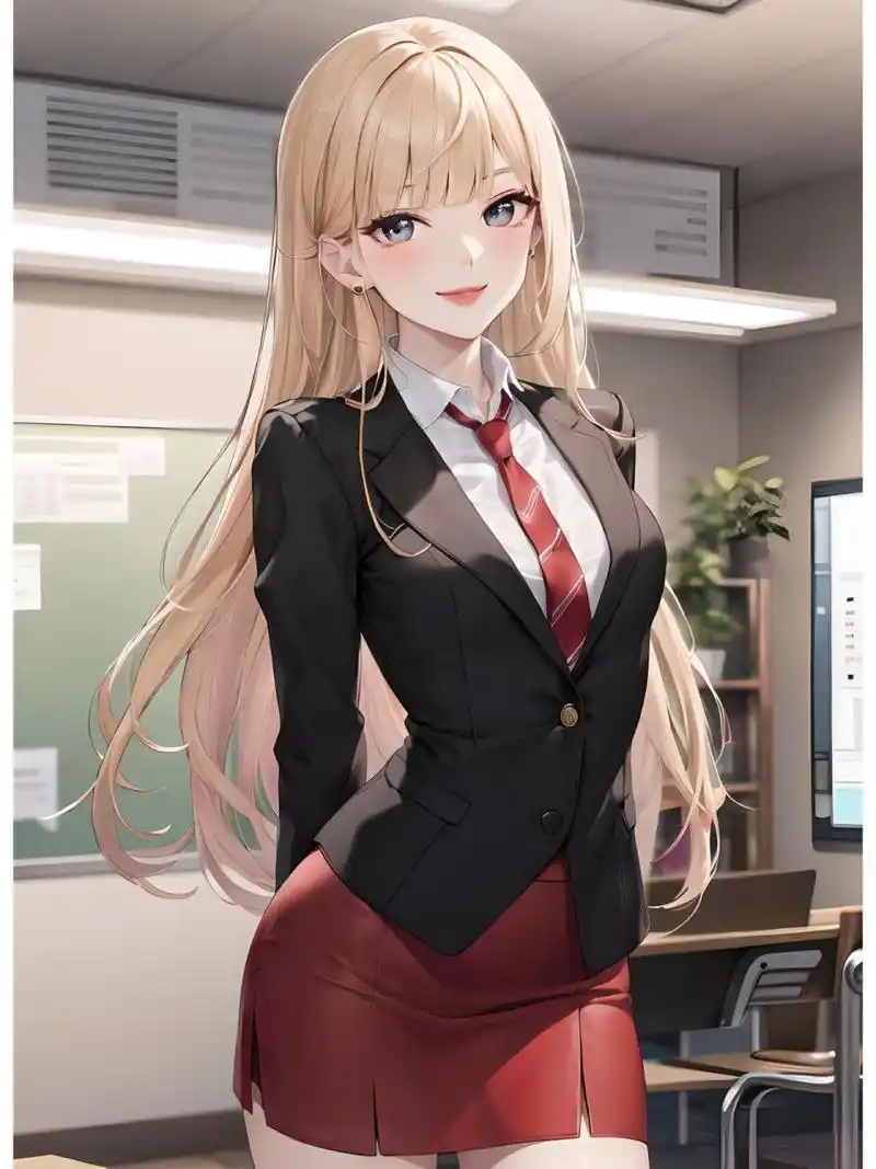 动漫壁纸:职场御姐系列 (11) 二次元厚涂风黑西装金发小姐姐,美丽成熟