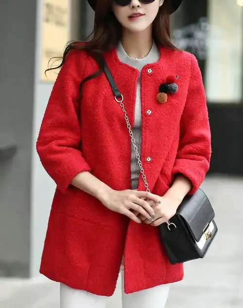 红色 女款时尚保暖外套