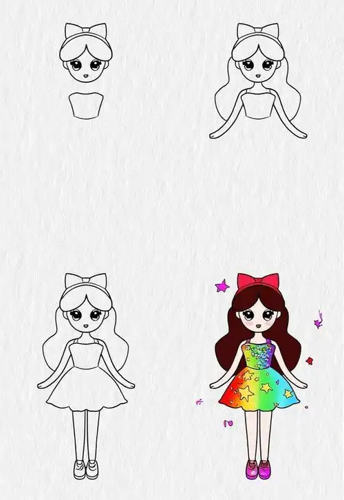 👧小女孩衣服颜色搭配简笔画✨