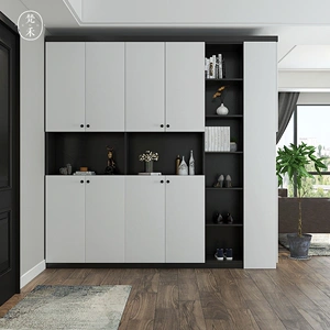 成都现代简约轻奢进门鞋柜酒柜一体靠墙定制入户转角玄关柜储物柜