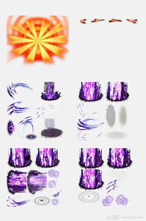 紫色特效攻击光效元素素材
