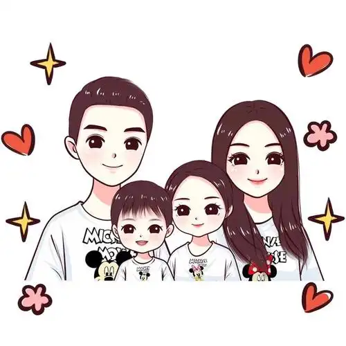 头像设计,一家三口,四口全家福照片头像,简单又好看