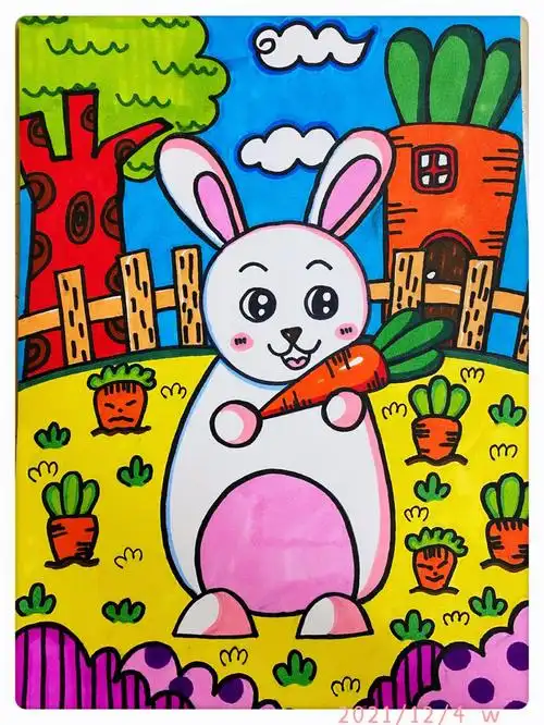 儿童画  #创意儿童画  #小兔子  #马克笔  #小兔子儿童画  #简笔画