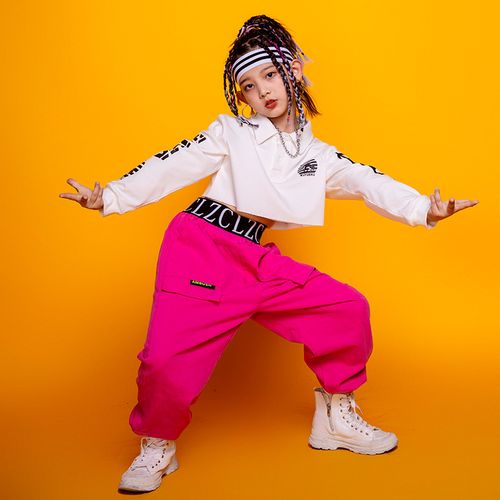 儿童街舞套装jazz露脐运动服女童嘻哈风爵士舞走秀潮服舞台演出服