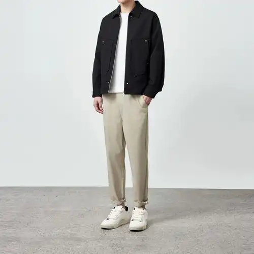 墨麦客斜纹肌理休闲外套2024春新款简约纯色翻领士夹克81069