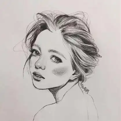 单色的素描,呈现立体的效果——速写人物头像的临摹范本|绘画|肖像画