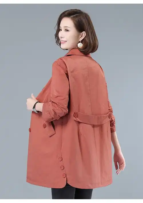 艳如飞女士风衣 艳如飞秋装风衣女薄款2020新款韩版宽松妈妈春秋上衣