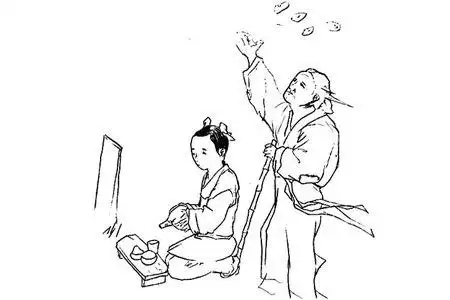 清明节古代人物简笔画图片 祭拜亲人