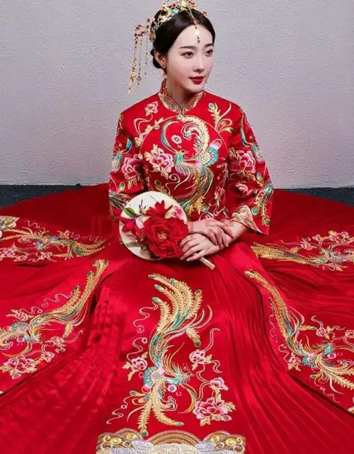 璐依蝶影秀禾服新娘2021新款中式婚纱礼服敬酒服结婚秀和服龙凤褂古装