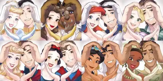 迪士尼公主的甜蜜cp,灰姑娘和王子一见钟情,你更喜欢哪一对?