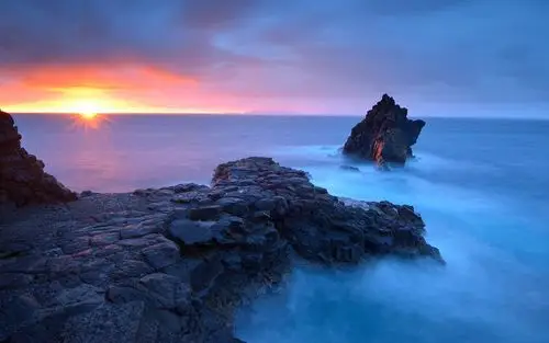 大海,礁石,日落,夕阳,海平面,风景,沿海印记大海壁纸图片