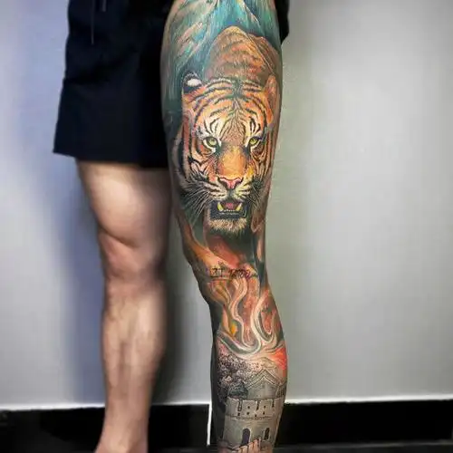 花腿彩色虎_纹身吧社区 - 纹身大咖