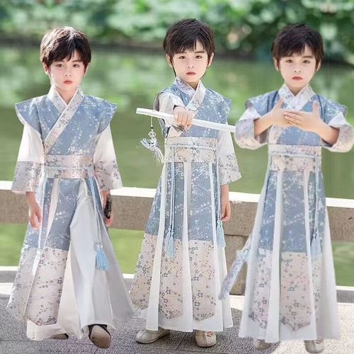 儿童汉服古装演出服男童新款古风加厚帅气唐装国学中国侠客少爷