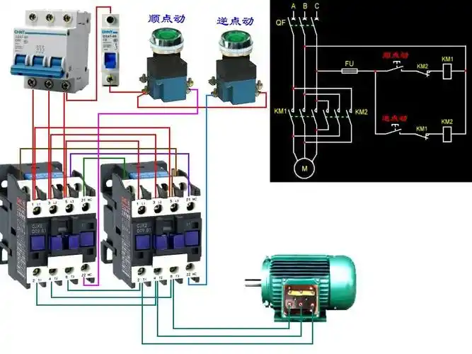 用两个德力西cjx2-2501的交流接触器如何接380v正反转电机?_百度知道