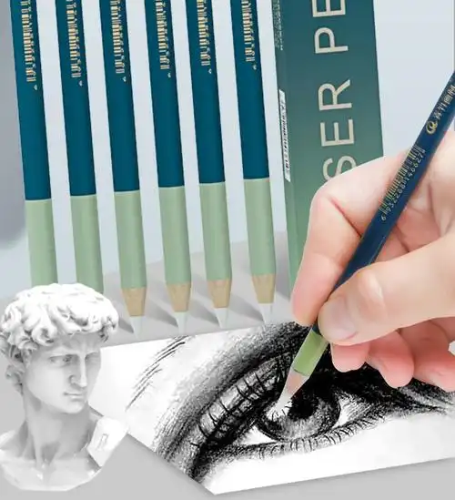 青竹画材(chinjoo) 高光橡皮笔美术生专用木杆高光细节流光白炭笔素描