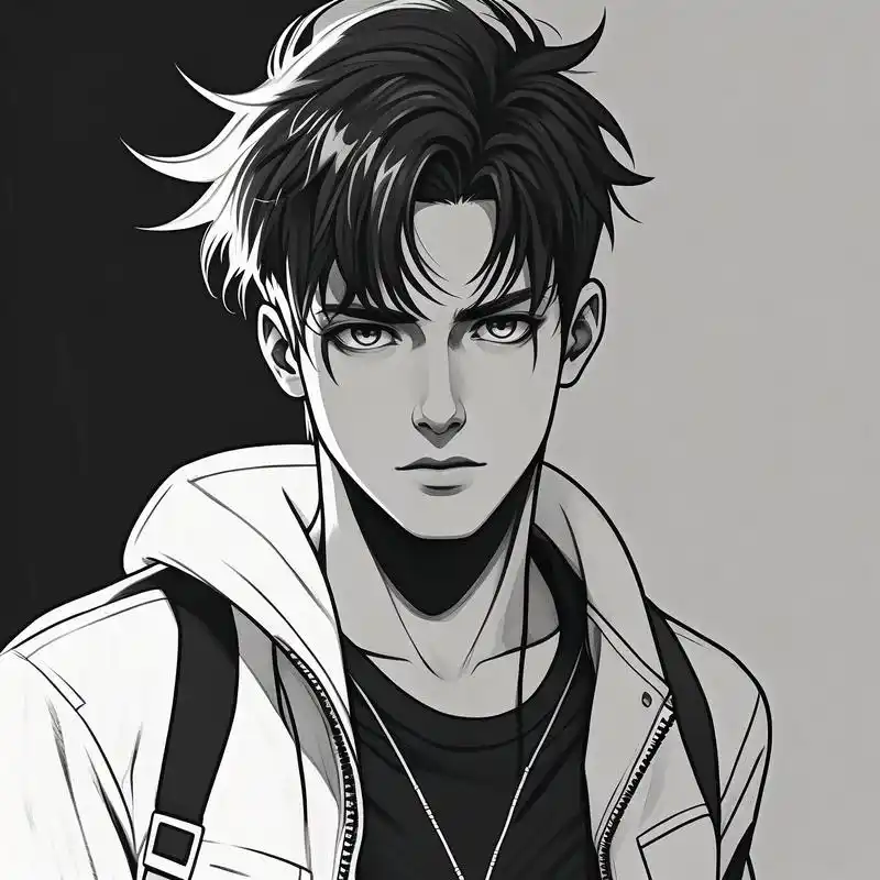 98痞帅动漫男生黑白头像98