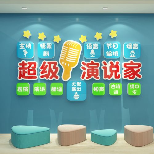 超级演说播音口才教室布置幼儿园环创装饰背景墙贴