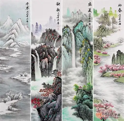 这幅张利老师的山水作品,采用圆形扇面设计,古典韵味十足.