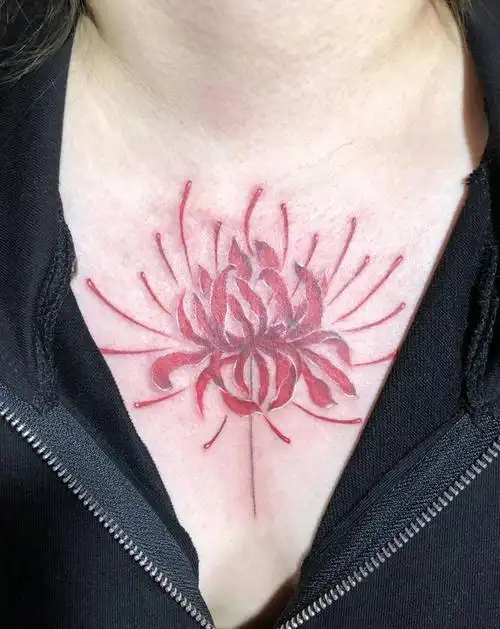 彼岸花纹身图片_胸部纹身图案