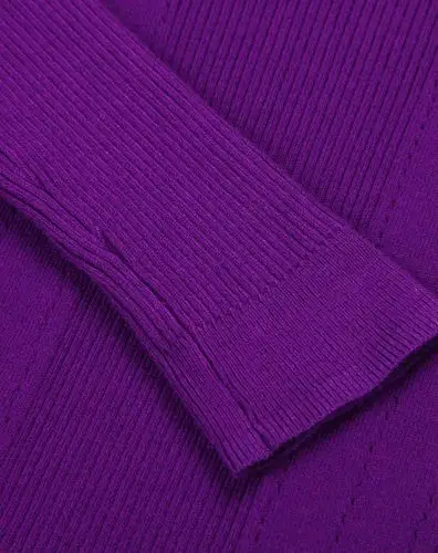 时尚简约翻领套头衫玫紫色