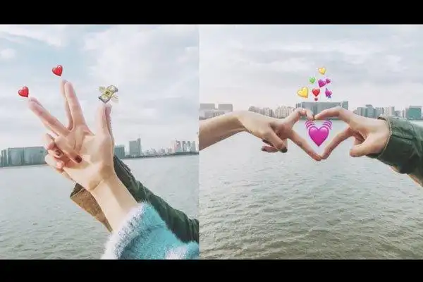 也可以拍摄视频动态的手势舞,不过手势舞可要比手指秀恩爱的方式更