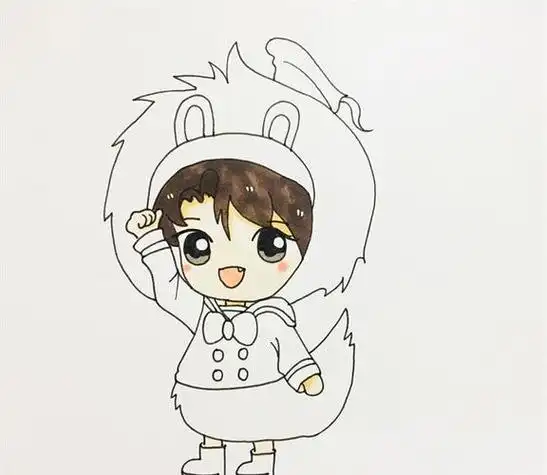 q版王俊凯是怎么画的手绘简笔画头像三小只tfboys王俊凯王俊凯q版简笔