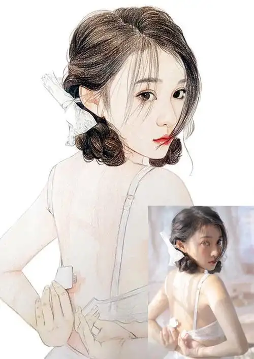 爱画画的子衿素描画像彩铅画油画代画真人照片肖像画人物转手绘画人像