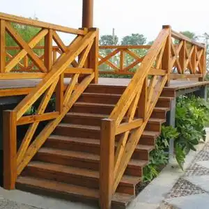 定做户外碳化防腐木别墅围栏楼梯扶手护栏篱笆设计特价厂家直销