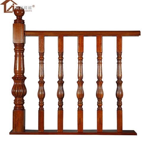 厂家直销红橡木楼梯扶手 室内实木立柱栏杆上海别墅复式阳台护栏