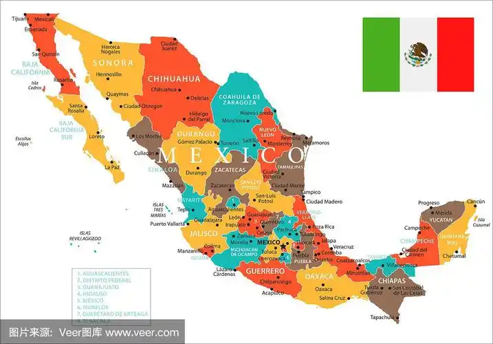 墨西哥地图-矢量