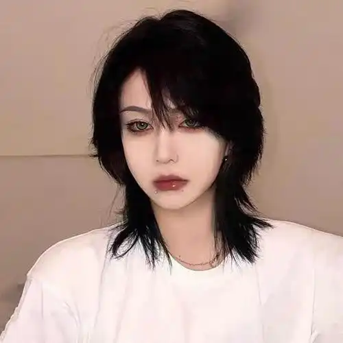 假发短发女夏季仿真狼尾头中分鲻鱼头女长发武士头男自然全头套式