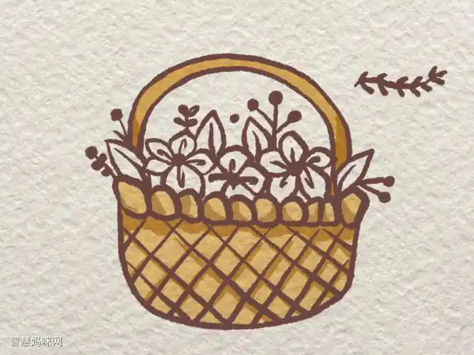 花篮简笔画小花盆栽儿童画苹果一筐苹果的简笔画一框草莓水果简笔画