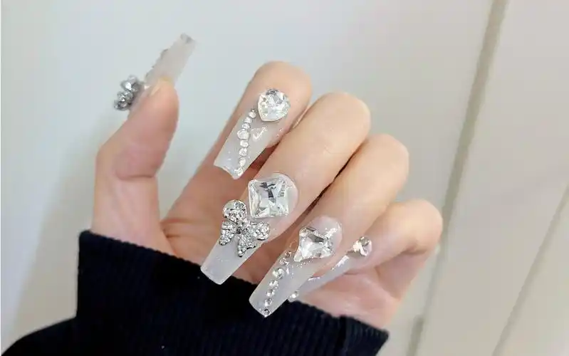 满钻显白新娘美甲穿戴甲分尺码