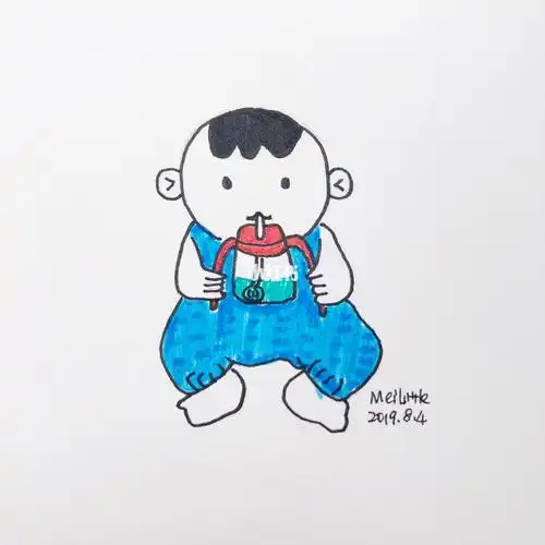 坚持画画365天day59马克笔简笔画宝宝喝水