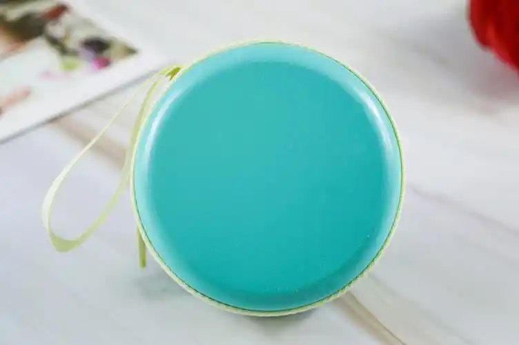 厂家批发 迷你圆形马卡龙耳机包 纯色个性马口铁零钱包 定做定制