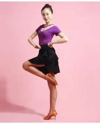 汇舞拉丁舞服装女成人新款练功服跳舞蹈短裙百褶半身裙hw27
