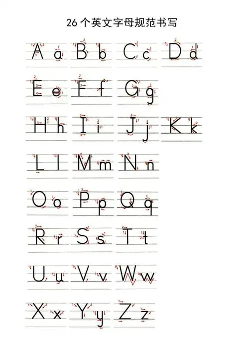 26个英文字母规范书写