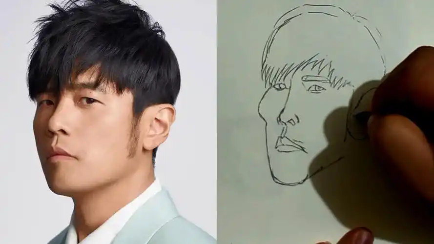 速写周杰伦的漫画人像