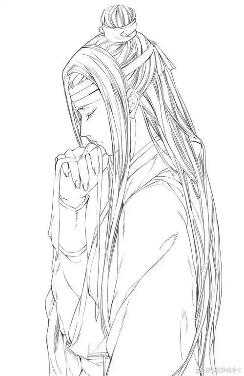 手绘简笔画情侣头像卡通魔道祖师蓝忘机蓝湛侧脸简笔画蓝湛动漫简笔画