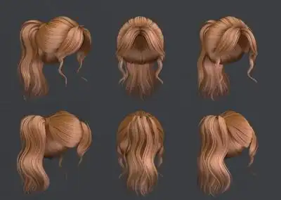 女性 美女 马尾辫 发型 头发(hair)3d模型