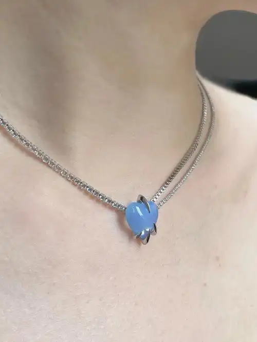 甜飒酷女孩夏日blingbling龙爪爱心项链