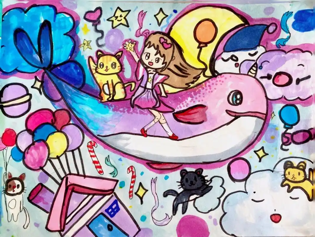 三年级美术《彩色的梦》作业分享