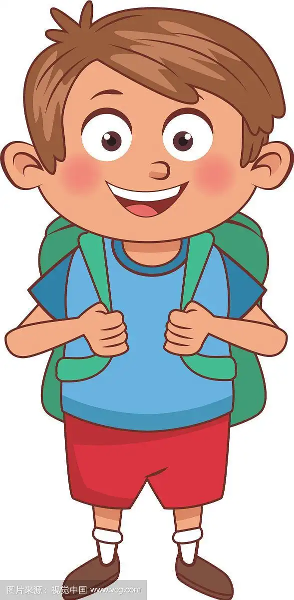 卡通可爱的小学生